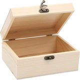 Wooden Jewelry Box Unfinished Storage Organizer Compact Rectangle for Earrings Rings Beads Home Use（20*15*9cm） In Australia - Darrahopens