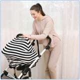 Car Seat Covers, Nursing Cover, and Stroller Cover for Sun - Stretchy Fabric, All-Season Use, Stylish Designs, Easy Access for Moms - Classic（black and white stripes） In Australia - Darrahopens