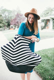 Car Seat Covers, Nursing Cover, and Stroller Cover for Sun - Stretchy Fabric, All-Season Use, Stylish Designs, Easy Access for Moms - Classic（black and white stripes）