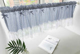 Blue and white checkered curtains, lace semi transparent kitchen curtains, living room semi curtains (blue 106 * 45cm) In Australia - Darrahopens