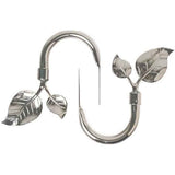Leaf Shaped Curtain Holdbacks 2pcs, Handmade Metal Curtain Side Holders for Wall, Curtain Tieback Hook Pull Backs for Drapes Window Home Decoration（Bright nickel） In Australia - Darrahopens