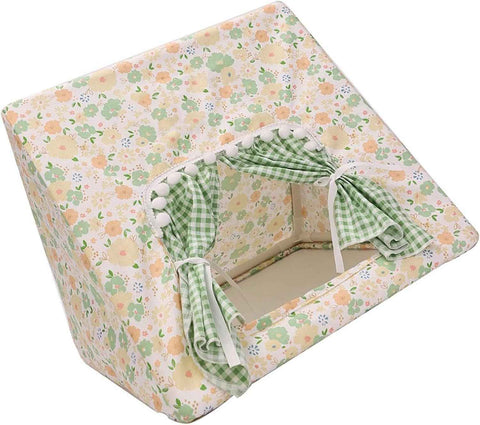 Guinea Pig Hideout Large with Curtain, Bunny Hideout, Machine Washable Guinea Pig Hide Tent Houses & Habitats, Small Animal Hideout for Pet Rabbit, Ferret,Squirrel (Flower, L) In Australia - Darrahopens