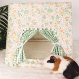 Guinea Pig Hideout Large with Curtain, Bunny Hideout, Machine Washable Guinea Pig Hide Tent Houses & Habitats, Small Animal Hideout for Pet Rabbit, Ferret,Squirrel (Flower, L) In Australia - Darrahopens