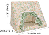 Guinea Pig Hideout Large with Curtain, Bunny Hideout, Machine Washable Guinea Pig Hide Tent Houses & Habitats, Small Animal Hideout for Pet Rabbit, Ferret,Squirrel (Flower, L)