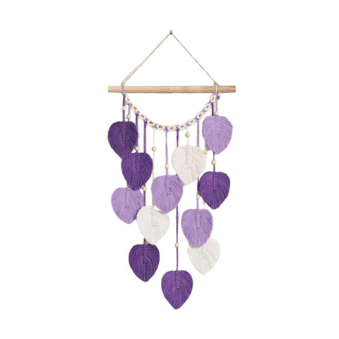 Wall Hanging Leaves Chic Woven Leaf Tassels Decoration Cotton Ornaments Tapestry Room Decor Modern Bohemian Handmade Feather Wall Art Decorations for Apartment Backdrop  (Purple) In Australia - Darrahopens