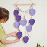 Wall Hanging Leaves Chic Woven Leaf Tassels Decoration Cotton Ornaments Tapestry Room Decor Modern Bohemian Handmade Feather Wall Art Decorations for Apartment Backdrop  (Purple) In Australia - Darrahopens