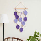 Wall Hanging Leaves Chic Woven Leaf Tassels Decoration Cotton Ornaments Tapestry Room Decor Modern Bohemian Handmade Feather Wall Art Decorations for Apartment Backdrop  (Purple) In Australia - Darrahopens