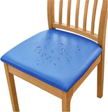 Pu Leather Dining Chair Seat Covers Set of 4, Waterproof Dining Seat Covers Stretch Chair Covers for Dining Chairs/Kitchen Room/Hotel, (dark blue) In Australia - Darrahopens