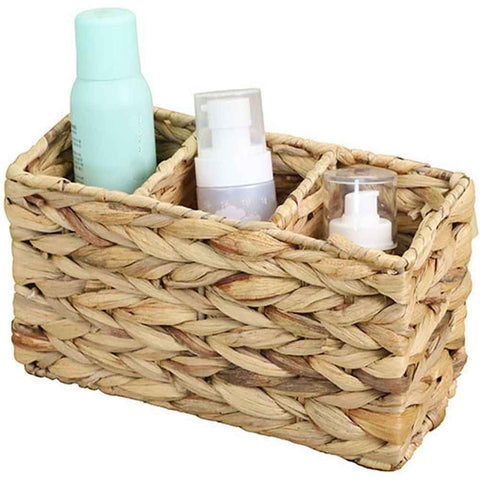 1pcs Water Hyacinth Wicker Storage Baskets, Pantry Baskets Kitchen Organizers,Hand-Woven Baskets， 3-Section Wicker Baskets For Shelves（23*10*13CM） In Australia - Darrahopens