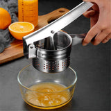 Manual juicer, stainless steel vegetable squeezer, water god, dumpling filling press, lemon orange juicer, mashed potato press（410 juicer - hollowed out design） In Australia - Darrahopens