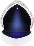 Heart Shaped Ring Box with LED Light Velvet Earrings Coin Jewelry Box Display Case Gift Box for Proposal Engagement Wedding Anniversary Valentines（white） In Australia - Darrahopens