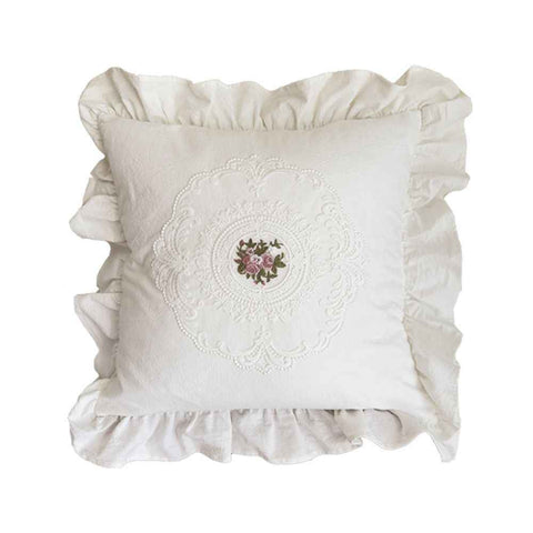 Cotton Lace Embroidery Throw Pillow Covers Boho Neutral Cushion Case Soft Accent Pillowcase for Spring Sofa Couch Bed Living Room Home Decor（white 45*45cm） In Australia - Darrahopens