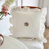 Cotton Lace Embroidery Throw Pillow Covers Boho Neutral Cushion Case Soft Accent Pillowcase for Spring Sofa Couch Bed Living Room Home Decor（white 45*45cm） In Australia - Darrahopens