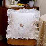 Cotton Lace Embroidery Throw Pillow Covers Boho Neutral Cushion Case Soft Accent Pillowcase for Spring Sofa Couch Bed Living Room Home Decor（white 45*45cm） In Australia - Darrahopens