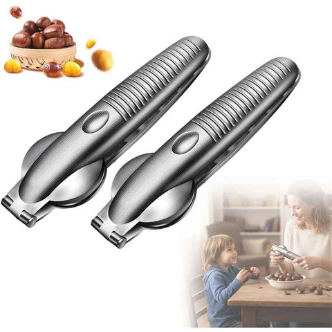 Chestnut Open Clip, Stainless Steel Chestnut Cutter Tool, Kitchen Peeler Clip for Chestnuts, Nut Opener Nut Knife for Pecan Cracker (Silver/2pcs) In Australia - Darrahopens