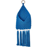 Handwoven Cotton Tassels Wall Hanging Basket Organizers Pocket For Dried Flower Mail Holder Nursery Home Decoration Wall Hanging Basket（Blue） In Australia - Darrahopens