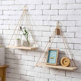 2pcs Hanging Shelves for Indoor Wall and Window - Floating Wall Shelves for Plant Display, Boho Style Home Decor.( 35*14cm) In Australia - Darrahopens