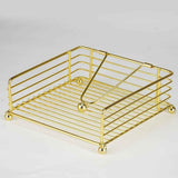 Napkin Holder for Table, Flat Napkin Dispenser with Weighted Arm, Square Cocktail Paper Holder of Elegant Rustic Iron for Kitchen Dining Room Decor Restaurant Farmhouse Hotel Party, Gold In Australia - Darrahopens