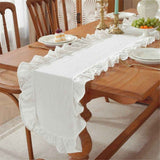 White Ruffle Table Runner Cotton Fabric 35*120CM Farmhouse Rustic Ruffled Edge Table  Wedding Decor for Valentines Baby Bridal Party In Australia - Darrahopens
