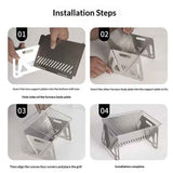 Portable Backpacking Stove with Grill Grid, Folding Stainless Steel Charcoal Grill, Ultralight BBQ Wood Burning Camp Stove for Hiking Picnic Garden Backyard Cooking（small size） In Australia - Darrahopens