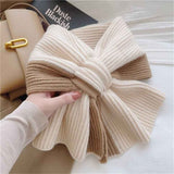Scarf for women in autumn and winter to keep warm, color blocked knitted cross yarn versatile, fashionable and cute girl's scarf（khaki） In Australia - Darrahopens
