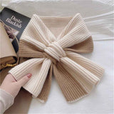 Scarf for women in autumn and winter to keep warm, color blocked knitted cross yarn versatile, fashionable and cute girl's scarf（khaki） In Australia - Darrahopens