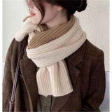 Scarf for women in autumn and winter to keep warm, color blocked knitted cross yarn versatile, fashionable and cute girl's scarf（khaki） In Australia - Darrahopens