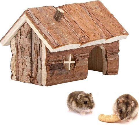 Hamster Wooden Hideout House Natural Pet Rats Climbing Play Hut Hideaway Room for Dwarf Hamster, Mouse, Rat,Gerbil and Other Pet Small Animals（15*11*12cm） In Australia - Darrahopens