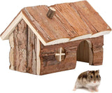 Hamster Wooden Hideout House Natural Pet Rats Climbing Play Hut Hideaway Room for Dwarf Hamster, Mouse, Rat,Gerbil and Other Pet Small Animals（15*11*12cm） In Australia - Darrahopens