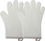 a pair of Silicone Oven Mitts Heat Resistant ,Waterproof & Non-Slip Oven Gloves with Fingers,Cotton Lined Silicone Oven Gloves Kitchen Mitts(beige) In Australia - Darrahopens