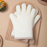 a pair of Silicone Oven Mitts Heat Resistant ,Waterproof & Non-Slip Oven Gloves with Fingers,Cotton Lined Silicone Oven Gloves Kitchen Mitts(beige) In Australia - Darrahopens