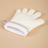 a pair of Silicone Oven Mitts Heat Resistant ,Waterproof & Non-Slip Oven Gloves with Fingers,Cotton Lined Silicone Oven Gloves Kitchen Mitts(beige) In Australia - Darrahopens