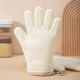 a pair of Silicone Oven Mitts Heat Resistant ,Waterproof & Non-Slip Oven Gloves with Fingers,Cotton Lined Silicone Oven Gloves Kitchen Mitts(beige) In Australia - Darrahopens