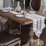 White lace exquisite rectangular dining table scarf elegant dress scarf simple and chic rural decoration home kitchen festival wedding party living room (white, 35*180cm) In Australia - Darrahopens