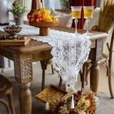 White lace exquisite rectangular dining table scarf elegant dress scarf simple and chic rural decoration home kitchen festival wedding party living room (white, 35*180cm) In Australia - Darrahopens