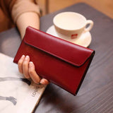 Women's Genuine Real Leather Slim Envelope Wallet with Detached Card Holder with Magnetic Closure, Phone Holder Clutch (Wine Red) In Australia - Darrahopens