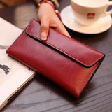 Women's Genuine Real Leather Slim Envelope Wallet with Detached Card Holder with Magnetic Closure, Phone Holder Clutch (Wine Red) In Australia - Darrahopens