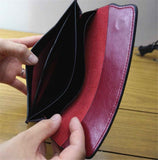 Women's Genuine Real Leather Slim Envelope Wallet with Detached Card Holder with Magnetic Closure, Phone Holder Clutch (Wine Red) In Australia - Darrahopens