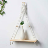 Wall Hanging Shelf Set of 2,Boho Wooden Display Floating Shelves for Wall Decor with Handmade Woven Rope,Farmhouse Rustic Plant Shelf In Australia - Darrahopens