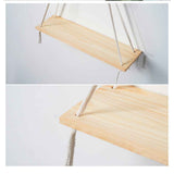 Wall Hanging Shelf Set of 2,Boho Wooden Display Floating Shelves for Wall Decor with Handmade Woven Rope,Farmhouse Rustic Plant Shelf In Australia - Darrahopens