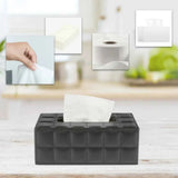 PU Leather Tissue Box Holder Business Black, Rectangular Napkin Holder Drawer Paper Dispenser, Home Office Car Tissue Holder with Magnetic Bottom (Black) In Australia - Darrahopens