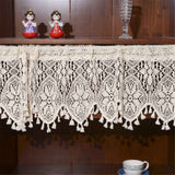 Boho Crochet Lace Sheer Curtain Valance for Kitchen Windows Vintage Valances for Dining Room Living Room Farmhouse Rustic Crochet Valance Rod Pocket 1 Panel （120*38cm） In Australia - Darrahopens