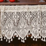 Boho Crochet Lace Sheer Curtain Valance for Kitchen Windows Vintage Valances for Dining Room Living Room Farmhouse Rustic Crochet Valance Rod Pocket 1 Panel （120*38cm） In Australia - Darrahopens