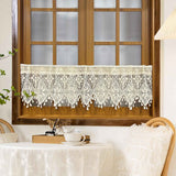Boho Crochet Lace Sheer Curtain Valance for Kitchen Windows Vintage Valances for Dining Room Living Room Farmhouse Rustic Crochet Valance Rod Pocket 1 Panel （120*38cm） In Australia - Darrahopens