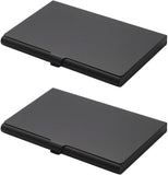 2pcs  Business Card Holder, Aluminum Alloy Flip Cover Slim Name Cards Case for Women Men, Black In Australia - Darrahopens