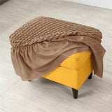 Lattice Stretch  Cover Soft Stretch Slipcover with Skirt Polyester Rectangle Footstool Modern Furniture Protector Bubble Covers for Living Room and Bedroom（khaki） In Australia - Darrahopens