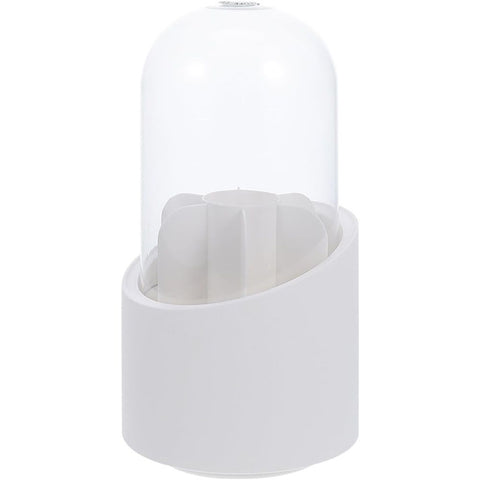 Makeup Brush Holder 360° Rotating with Dustproof Lid, Waterproof Material, Organized Storage, Stylish and Durable Design for Vanity (White) In Australia - Darrahopens
