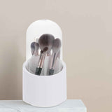 Makeup Brush Holder 360° Rotating with Dustproof Lid, Waterproof Material, Organized Storage, Stylish and Durable Design for Vanity (White) In Australia - Darrahopens