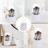 Makeup Brush Holder 360° Rotating with Dustproof Lid, Waterproof Material, Organized Storage, Stylish and Durable Design for Vanity (White) In Australia - Darrahopens