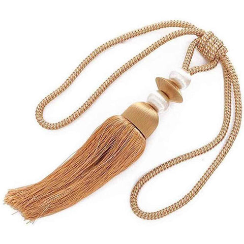 Decorative curtain tie tassel baffle - home office window curtain fixing edge rope, 1 Pair  set (rice wine) In Australia - Darrahopens